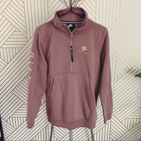 Nike Mauve Pink + Rose Gold Half Zip Sweatshirt - Picture 2 of 5